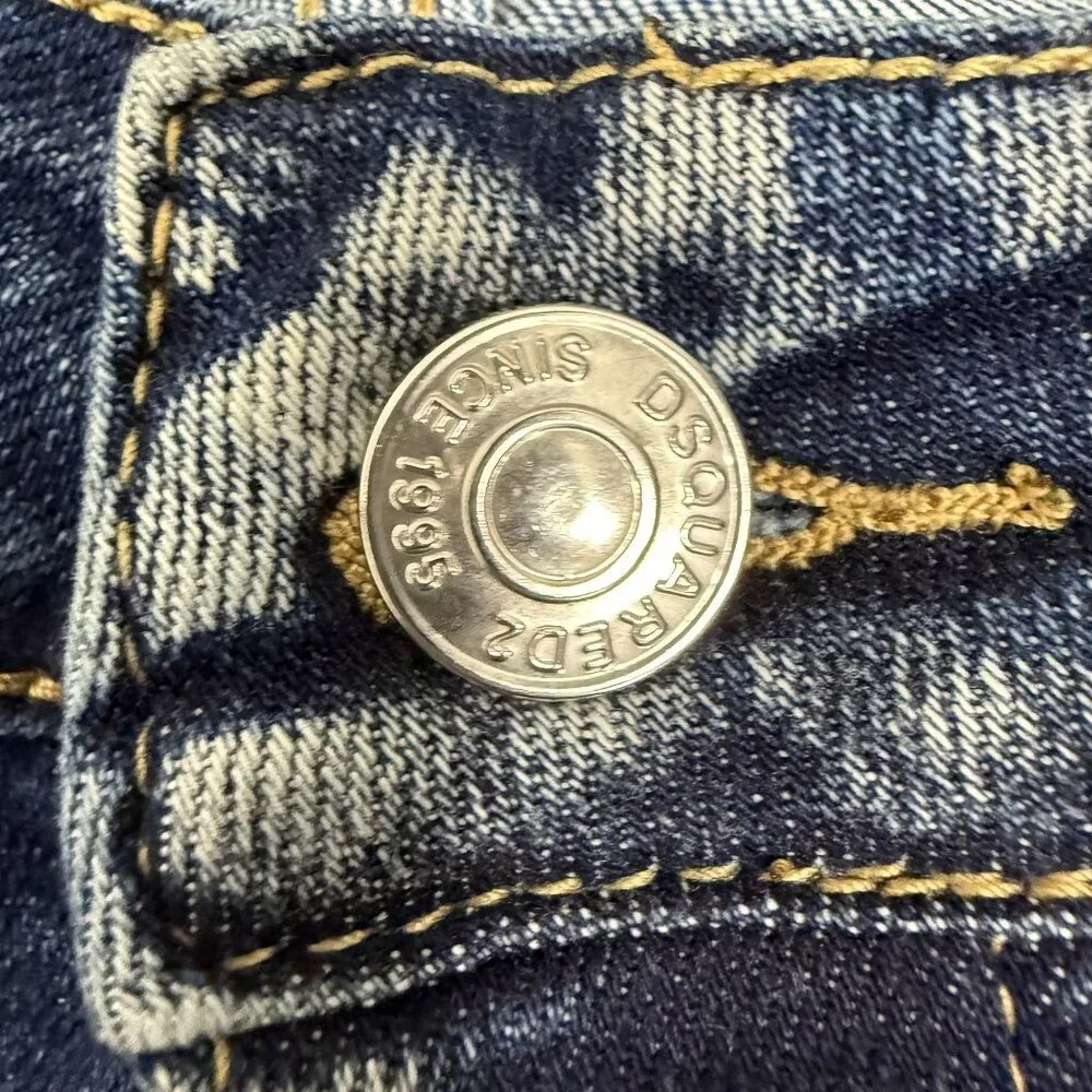 DSQUARED2 Icon All Over Print Jean Slim Distressed Paint Splatter  Mens Sz 30X28 - Picture 4 of 9